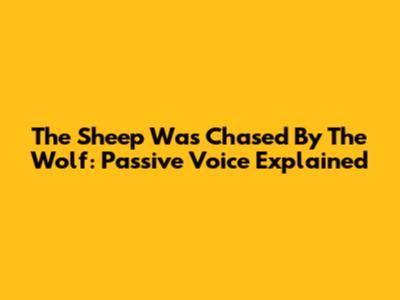The Sheep Was Chased By The Wolf: Passive Voice Explained