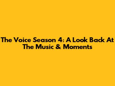 The Voice Season 4: A Look Back At The Music & Moments