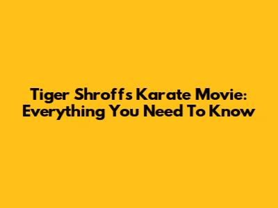 Tiger Shroff's Karate Movie: Everything You Need To Know