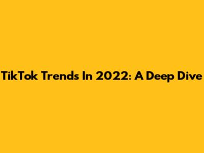 TikTok Trends In 2022: A Deep Dive