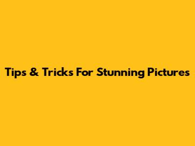 Tips & Tricks For Stunning Pictures