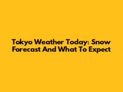 Tokyo Weather Today: Snow Forecast And What To Expect