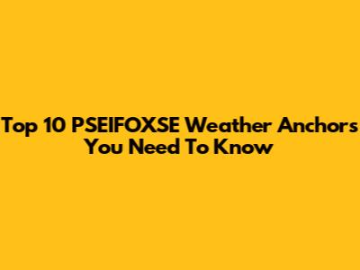 Top 10 PSEIFOXSE Weather Anchors You Need To Know