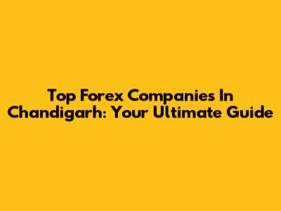 Top Forex Companies In Chandigarh: Your Ultimate Guide