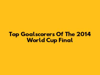 Top Goalscorers Of The 2014 World Cup Final