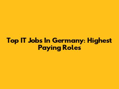 Top IT Jobs In Germany: Highest Paying Roles