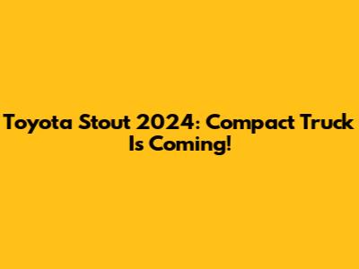 Toyota Stout 2024: Compact Truck Is Coming!