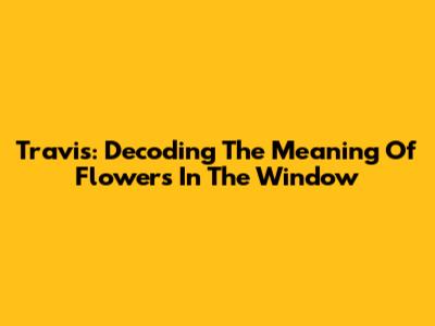 Travis: Decoding The Meaning Of 'Flowers In The Window'