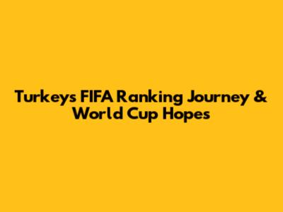 Turkey's FIFA Ranking Journey & World Cup Hopes