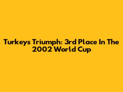 Turkey's Triumph: 3rd Place In The 2002 World Cup