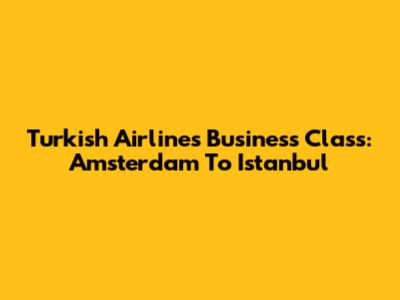 Turkish Airlines Business Class: Amsterdam To Istanbul