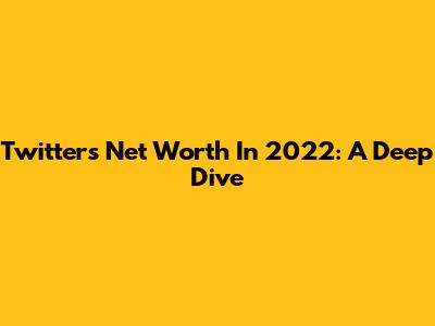 Twitter's Net Worth In 2022: A Deep Dive