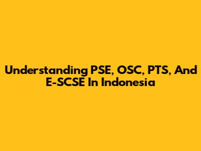Understanding PSE, OSC, PTS, And E-SCSE In Indonesia