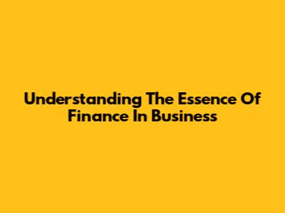 Understanding The Essence Of Finance In Business