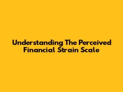 Understanding The Perceived Financial Strain Scale