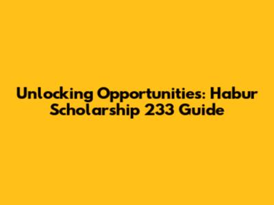Unlocking Opportunities: Habur Scholarship 233 Guide