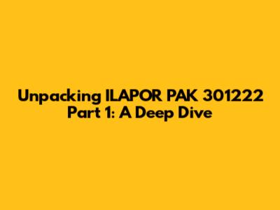 Unpacking ILAPOR PAK 301222 Part 1: A Deep Dive