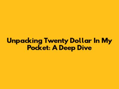 Unpacking Twenty Dollar In My Pocket: A Deep Dive