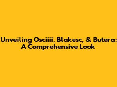 Unveiling Osciiii, Blakesc, & Butera: A Comprehensive Look