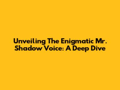 Unveiling The Enigmatic Mr. Shadow Voice: A Deep Dive