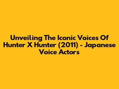 Unveiling The Iconic Voices Of Hunter X Hunter (2011) - Japanese Voice Actors