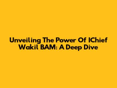 Unveiling The Power Of IChief Wakil BAM: A Deep Dive