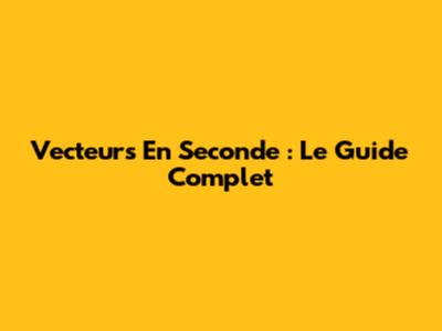 Vecteurs En Seconde : Le Guide Complet
