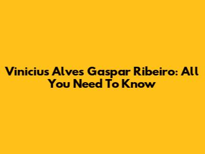 Vinicius Alves Gaspar Ribeiro: All You Need To Know