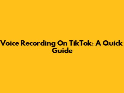 Voice Recording On TikTok: A Quick Guide