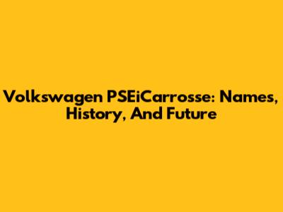 Volkswagen PSEiCarrosse: Names, History, And Future