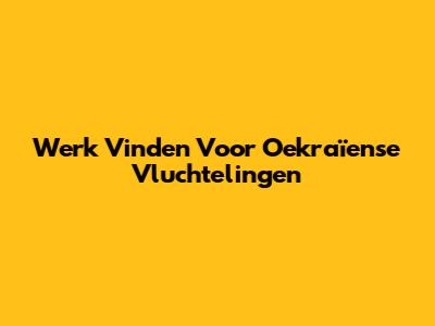 Werk Vinden Voor Oekraïense Vluchtelingen