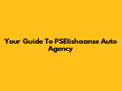 Your Guide To PSEIishaanse Auto Agency