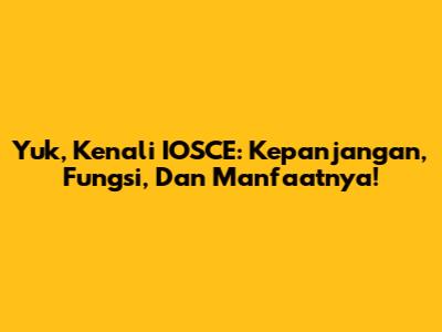 Yuk, Kenali IOSCE: Kepanjangan, Fungsi, Dan Manfaatnya!