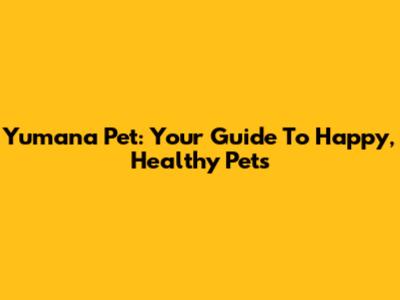 Yumana Pet: Your Guide To Happy, Healthy Pets