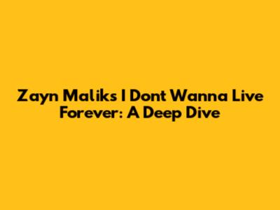 Zayn Malik's 'I Don't Wanna Live Forever': A Deep Dive