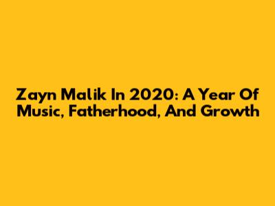 Zayn Malik In 2020: A Year Of Music, Fatherhood, And Growth
